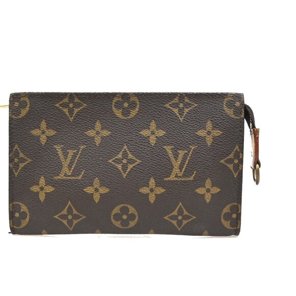 LOUIS VUITTON Logo BUCKET PM Pouch Bag Monogram Leather Brown France - Picture 2 of 5
